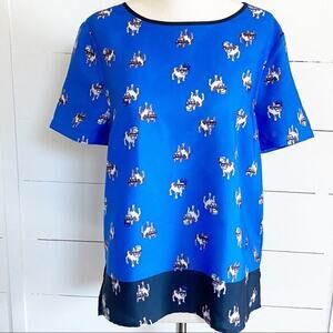 Adrienne Vittadini Blue Blouse‎ French Bulldogs